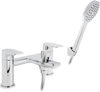 Home Range Cardona Chrome Statement Bath & Shower Mixer ChromeDual LeverElevated High-Rise Form from B&Q