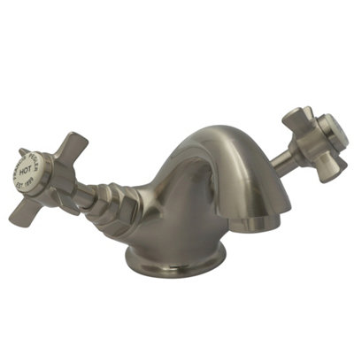 Home Range Hemsworth Heritage Sink Tap Brushed NickelSingle LeverHeritage Crosshead Design from B&Q
