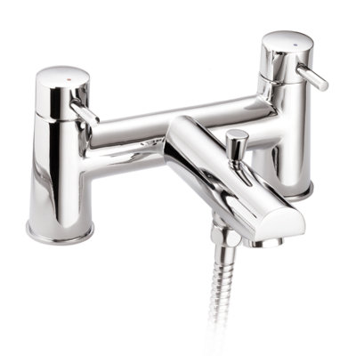 B&Q -  Flint Statement Bath & Shower Mixer ChromeElevated High-Rise FormPremium Handset Kit