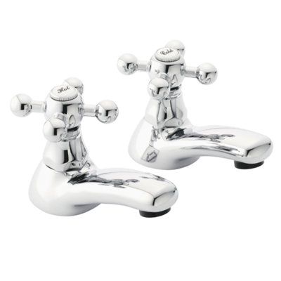 Home Range Layo Designer Bath Tap Pair ChromeHeritage Crosshead Design from B&Q