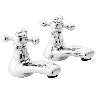 Home Range Kensington Designer Bath Tap Pair ChromeHeritage Crosshead Design from B&Q