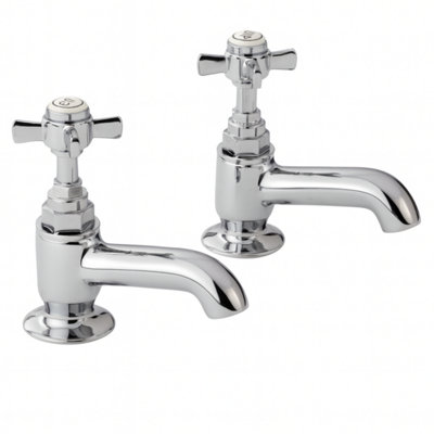 Home Range Hemsworth Designer Bath Tap Pair ChromeHeritage Crosshead Design from B&Q