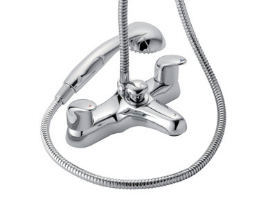 Home Range Bala Statement Bath & Shower Mixer ChromeDual LeverPremium Handset Kit from B&Q