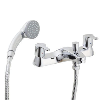 Home Range Clever Statement Bath & Shower Mixer ChromeDual LeverPremium Handset Kit from B&Q