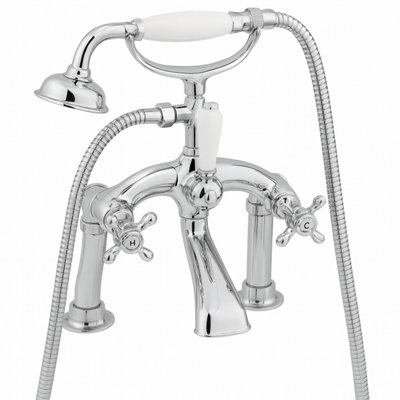 Home Range Hemsworth Statement Bath & Shower Mixer ChromeDual LeverHeritage Crosshead Design from B&Q