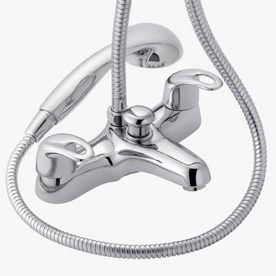 Home Range Tortum Statement Bath & Shower Mixer ChromeDual LeverPremium Handset Kit from B&Q