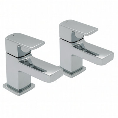 Home Range Nuance Designer Basin Tap Pair ChromeDual Lever from B&Q