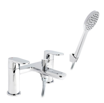 Home Range Broxa Curve Statement Bath & Shower Mixer ChromeDual LeverPremium Handset Kit from B&Q