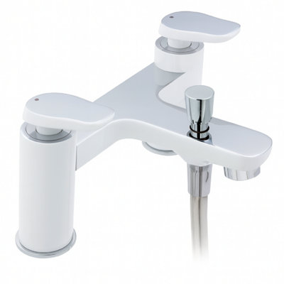 B&Q -  Gervasi Statement Bath & Shower Mixer White & Chrome