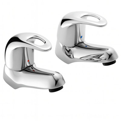 Home Range Della Designer Basin Tap Pair ChromeDual Lever from B&Q