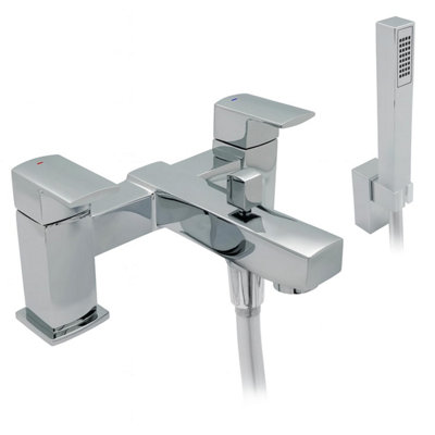 Home Range Clever Manta Statement Bath & Shower Mixer ChromeDual LeverPremium Handset Kit from B&Q