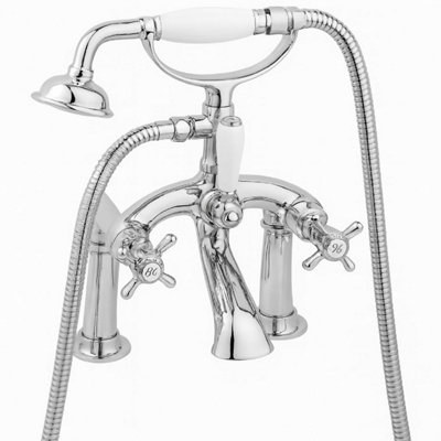 Home Range Freestanding Statement Bath & Shower Mixer ChromeHeritage Crosshead Design from B&Q