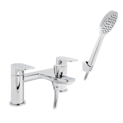 Home Range Clever Cardona Statement Bath & Shower Mixer ChromeDual LeverPremium Handset Kit from B&Q