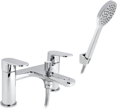 Home Range Marti Statement Bath & Shower Mixer ChromeDual LeverPremium Handset Kit from B&Q