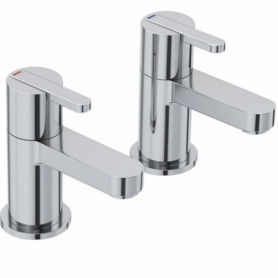 Home Range Strata Designer Bath Tap Pair ChromeElevated High-Rise Form from B&Q