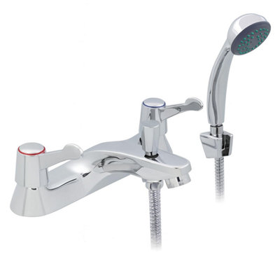 Home Range Araya Qt Statement Bath & Shower Mixer ChromeDual LeverPremium Handset Kit from B&Q