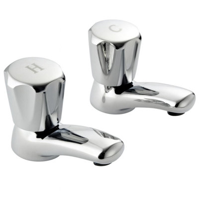 Home Range Polo Designer Basin Tap Pair ChromeHeritage Crosshead Design from B&Q