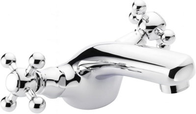Home Range Emperor Luxury Basin Mixer ChromeSingle LeverHeritage Crosshead Design from B&Q