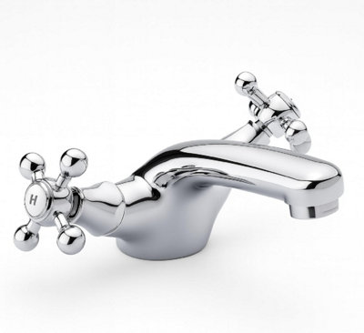 Home Range Mercia Traditional Luxury Basin Mixer ChromeSingle LeverHeritage Crosshead Design from B&Q