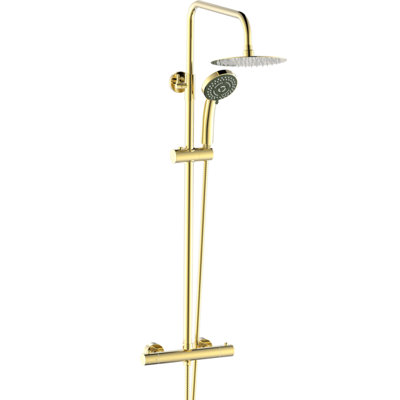 Home Range Thermostatic Mixer Brushed GoldPrecision Temperature Control2 Outlet Outlets from B&Q
