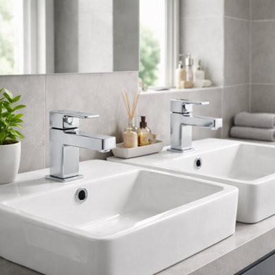 Home Range Nuance Chrome Basin Tap PairTraditional Pillar Design With Solid Brass Build from B&Q