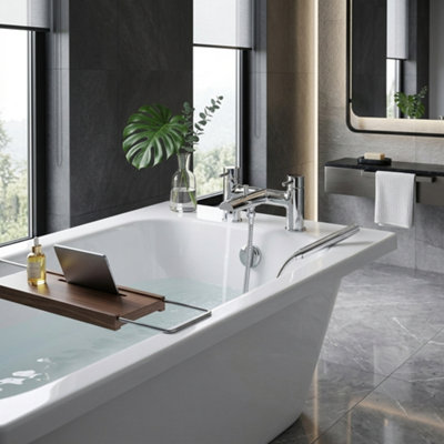 Home Range Ebro Chrome Bath & Shower Mixer TapOne Tap For Bath Filling And Showering from B&Q
