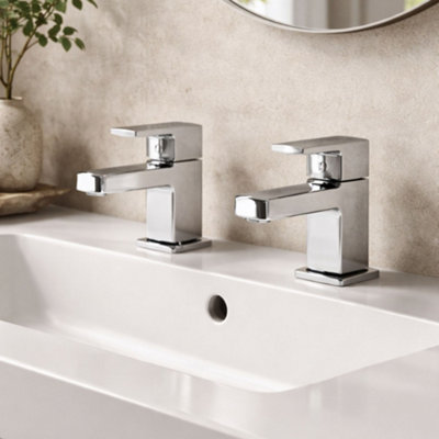 Home Range Paron Chrome Basin Tap PairTraditional Pillar Design With Solid Brass Build from B&Q