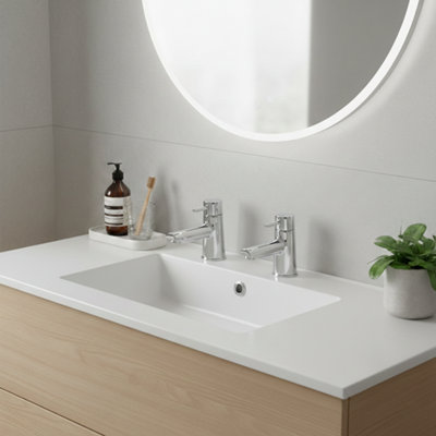 Home Range Ebro Chrome Basin Tap PairTraditional Pillar Design With Solid Brass Build from B&Q