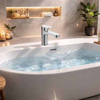 Home Range Strata Chrome Bath & Shower Mixer TapDual Lever Bath Filler With Shower Diverter from B&Q