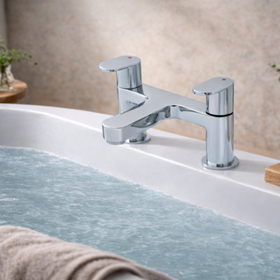 Home Range Exstasy Chrome Bath & Shower Mixer TapDual Lever Bath Filler With Shower Diverter from B&Q