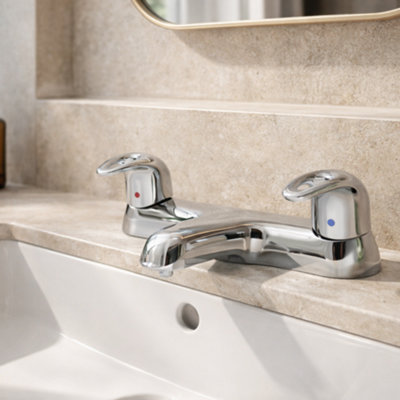 Home Range Della Chrome Bath & Shower Mixer TapDual Lever Bath Filler With Shower Diverter from B&Q