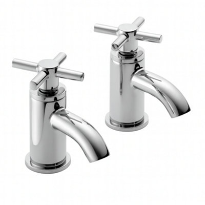 Home Range Mina Chrome Basin Tap PairTraditional Pillar Design With Solid Brass Build from B&Q