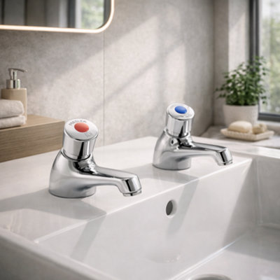 Home Range Clever Chrome Hot & Cold Basin Tap PairMatching Pair For Your Bathroom Sink from B&Q