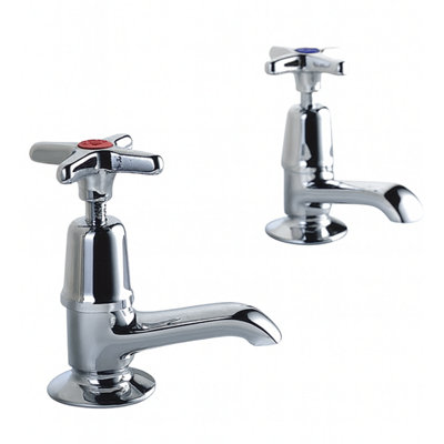 Home Range Clever Chrome Basin Pillar TapsModern Pair For Classic Two-Hole Basins from B&Q