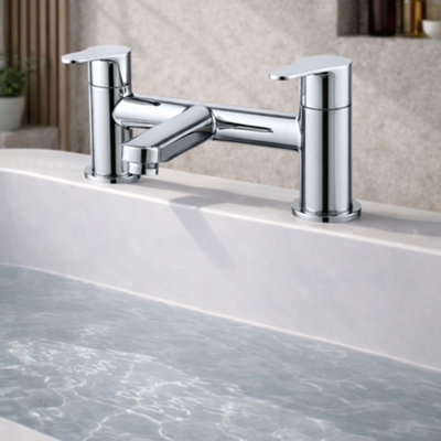 Home Range Urban Chrome Bath & Shower Mixer TapDual Lever Bath Filler With Shower Diverter from B&Q