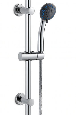 Home Range Chrome Adjustable Shower Riser Rail Slider Kit With Shower Head & 1.5M Shower Hose from B&Q