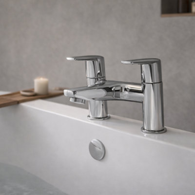 Home Range Tempest Chrome Bath & Shower Mixer TapDual Lever Bath Filler With Shower Diverter from B&Q