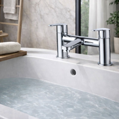 Home Range Cl1 Chrome Bath & Shower Mixer TapDual Lever Bath Filler With Shower Diverter from B&Q