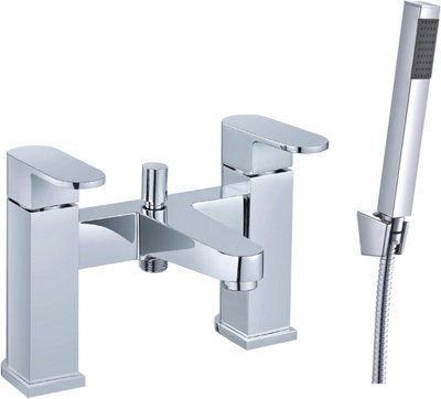 Home Range Chrome Bath Shower Mixer TapDual Lever Bath Filler With Shower Handset & Hose from B&Q