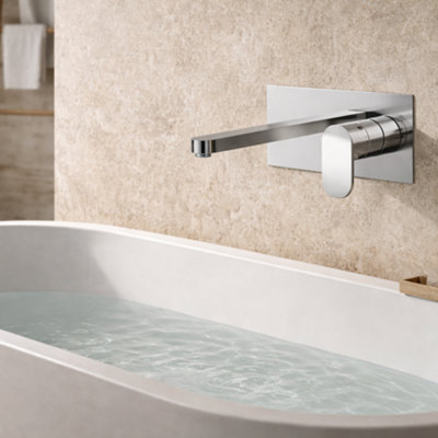 Home Range Strata Chrome Bath & Shower Mixer TapDual Lever Bath Filler With Shower Diverter from B&Q