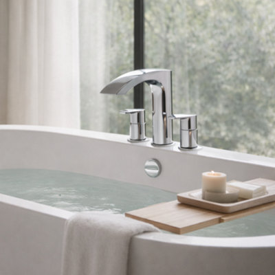 Home Range Chrome Bath Filler Tap With Shower DiverterSolid Brass Body from B&Q