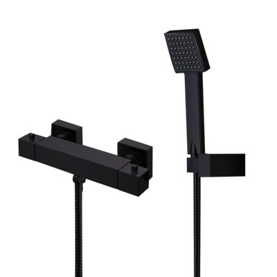 Home Range Black Thermostatic Bath Shower Mixer Tap With Handset & HoseSafer Temperature Control from B&Q