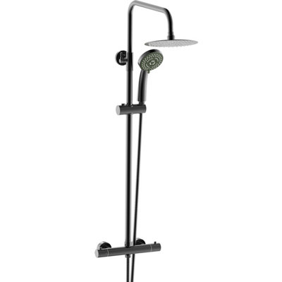 Home Range Black Thermostatic Bath Shower Mixer Tap With Handset & HoseSafer Temperature Control from B&Q