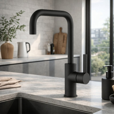 Home Range Orsay Black Kitchen Sink Mixer TapSingle Lever With Swivel Spout For Easy Daily Use from B&Q