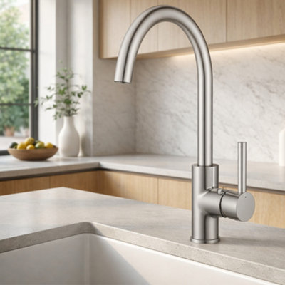Home Range Scarba Chrome Single Lever Kitchen TapModern Design With Solid Brass Body For Kitchen Sinks from B&Q