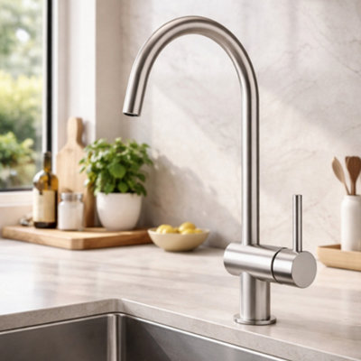 Home Range Caimen Chrome Kitchen Mixer TapSingle Lever Swivel Spout For Uk Kitchen Sinks from B&Q