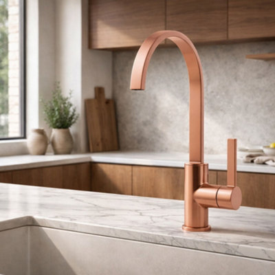 Home Range Carna Copper Kitchen Sink Mixer TapSingle Lever With Swivel Spout For Easy Daily Use from B&Q