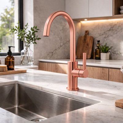 Home Range Scarba Copper Kitchen Mixer TapSingle Lever Swivel Spout For Uk Kitchen Sinks from B&Q
