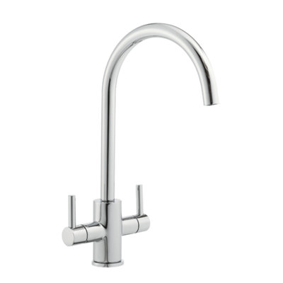 Home Range Elektro Chrome Twin Lever Kitchen Mixer TapDual Control Swivel Spout For Uk Kitchen Sinks from B&Q