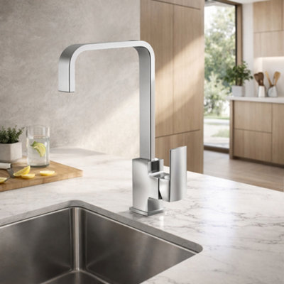 Home Range Manta Chrome Kitchen Mixer TapSingle Lever Swivel Spout For Uk Kitchen Sinks from B&Q